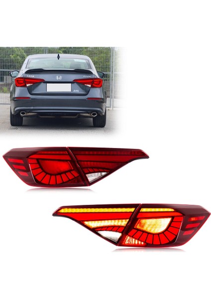 Civic Fe1 Uyumlu LED Stop / Dragon - Kırmızı 2022+