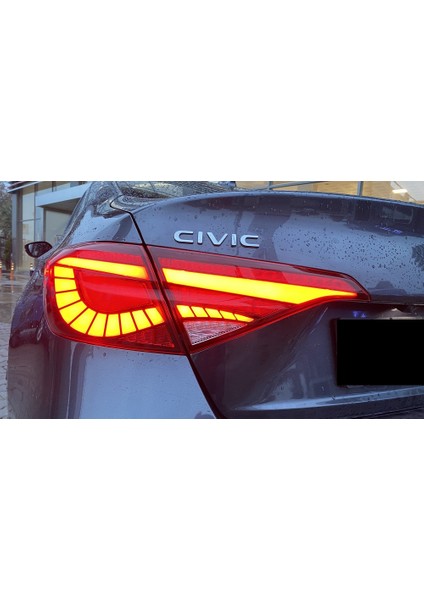 Civic Fe1 Uyumlu LED Stop / Dragon - Kırmızı 2022+