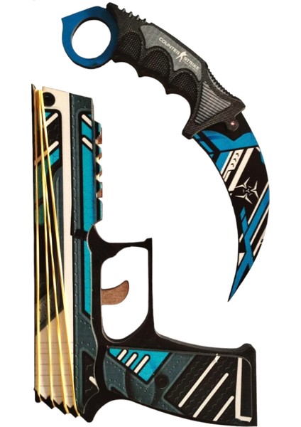 Ahşap Cs-Go Tabanca ve Karambite Vulkan Skin Kaplamalı Set fırsatları