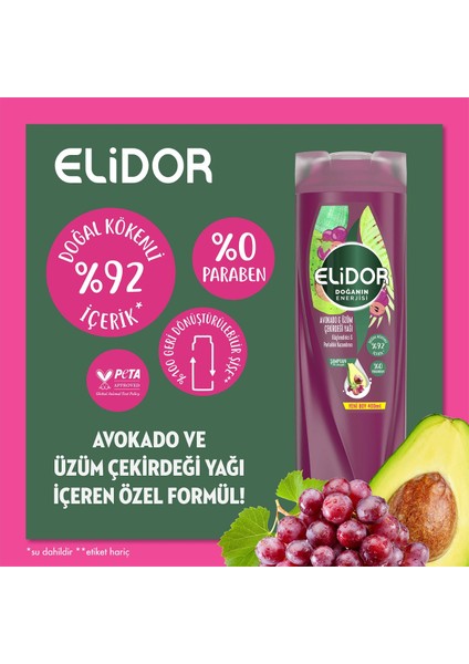 Avokado ve Üzüm Çekirdeği Yağı Şampuan 400 ml + Saç Kremi 350 ml + Serum Bakım Yağı 80 ml