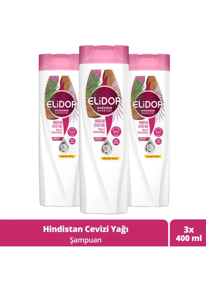 Doğanın Enerjisi Saç Bakım Şampuanı Hindistan Cevizi Yağı Onarıcı & Yıpranma Karşıtı 400 ml X3