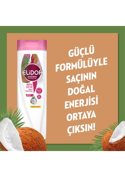 Doğanın Enerjisi Saç Bakım Şampuanı Hindistan Cevizi Yağı Onarıcı & Yıpranma Karşıtı 400 ml X3