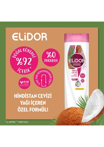 Doğanın Enerjisi Saç Bakım Şampuanı Hindistan Cevizi Yağı Onarıcı & Yıpranma Karşıtı 400 ml X3