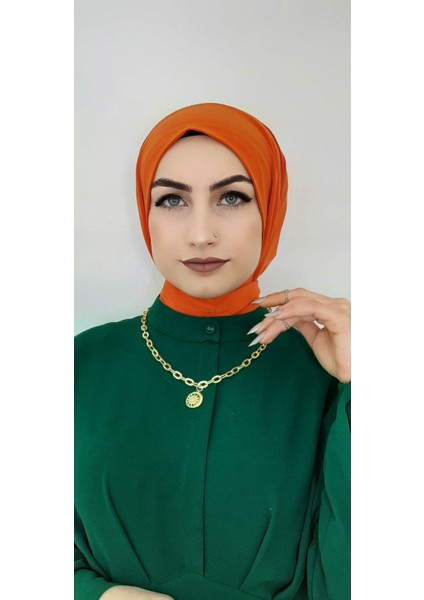 Cıtcıtlı Hazır Eşarp Şal Hijap Turuncu Renk
