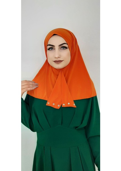 Cıtcıtlı Hazır Eşarp Şal Hijap Turuncu Renk