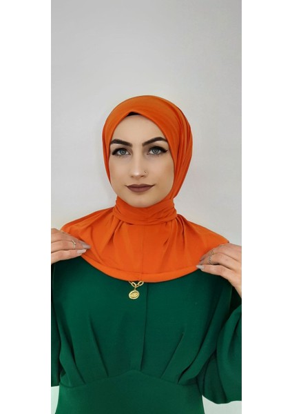 Cıtcıtlı Hazır Eşarp Şal Hijap Turuncu Renk