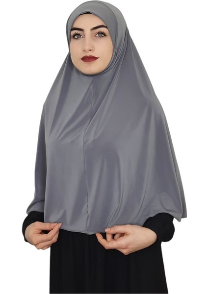 Tek Parca Pratik Büyük Hazır Esarp Hijap Gri Renk Namaz Örtüsü