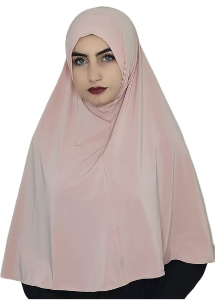 Tek Parca Pratik Büyük Hazır Esarp Hijap Pudra Renk Namaz Örtüsü