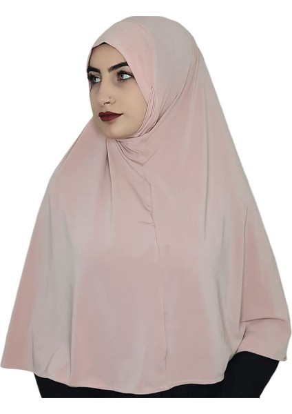 Tek Parca Pratik Büyük Hazır Esarp Hijap Pudra Renk Namaz Örtüsü