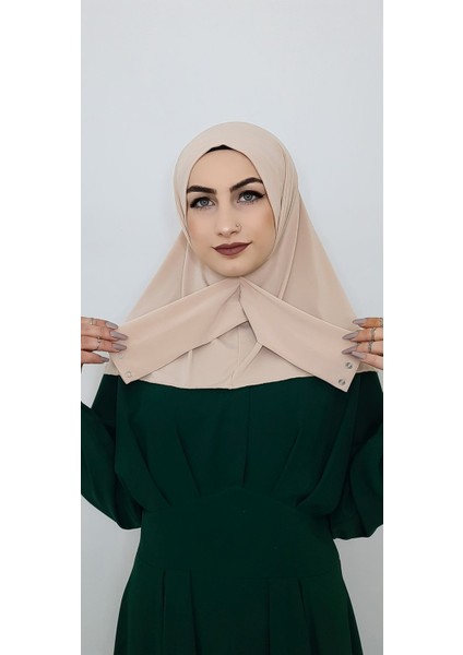 Cıtcıtlı Hazır Eşarp Şal Hijap Bej Renk