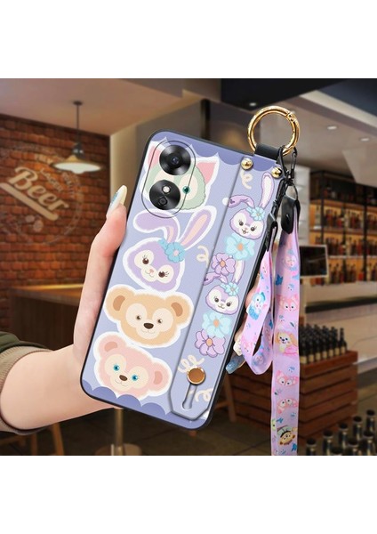 Telefon Kılıfı Oppo A17 Kordon Bileklikli Karikatür Telefon Kılıfı (Yurt Dışından)