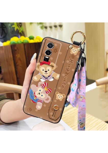 Telefon Kılıfı Vivo Y76 5g Kordon Bileklikli Karikatür Telefon Kılıfı (Yurt Dışından)