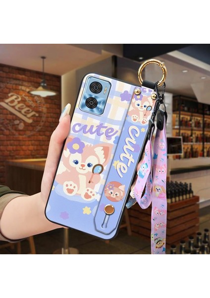 Telefon Kılıfı Motorola Moto E22/E22I Kordon Bileklikli Karikatür Telefon Kılıfı (Yurt Dışından)