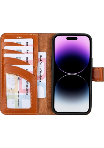 Apple iPhone 15 Uyumlu Deri Cüzdanlı Kılıf RST2EF