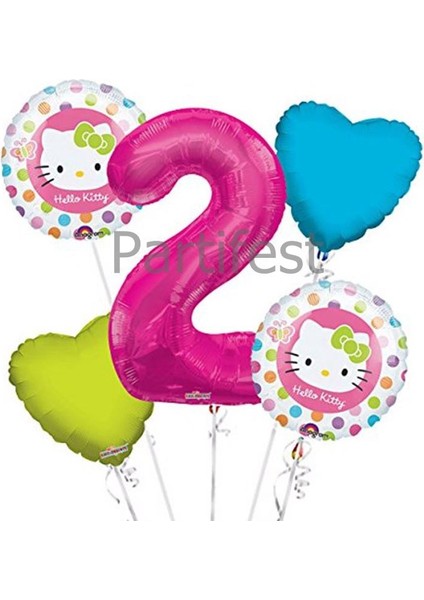 Hello Kitty Balon Set Hello Kitty Folyo Balon Set Konsept Doğum Günü Set 2 Yaş Balon