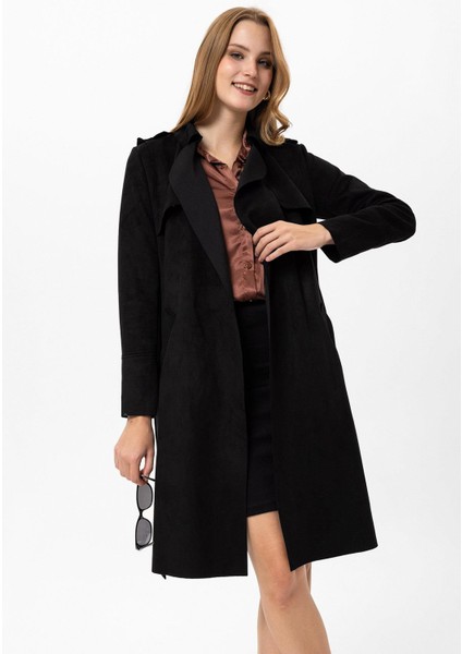 Kadın Kuşak Detaylı Süet Kaban modelleri