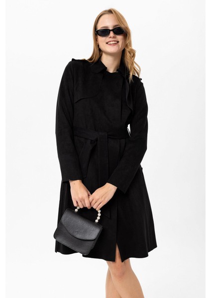 Kadın Kuşak Detaylı Süet Kaban fırsatları