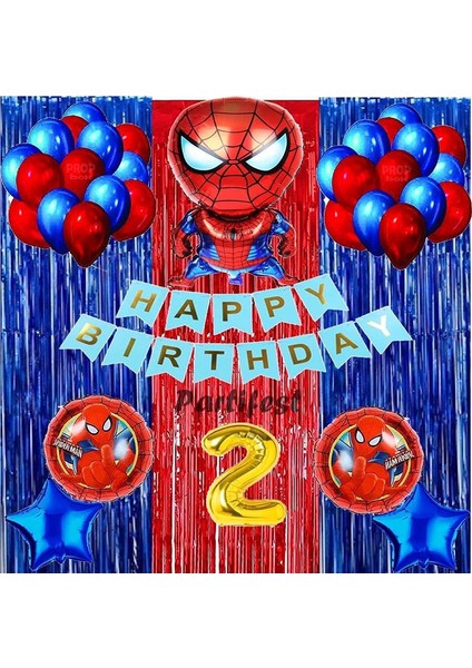 Spiderman Örümcek Adam Balon Set Balon Folyo Set Spiderman Konsept Doğum Günü Set 2 Yaş Balon