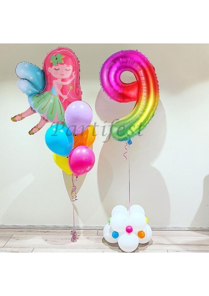 Peri Kızı Balon Set Peri Kızı Folyo Balon Set Konsept Doğum Günü Set 9 Yaş Balon