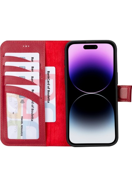 Apple iPhone 15 Pro Max Uyumlu Deri Cüzdanlı Kılıf V4EF