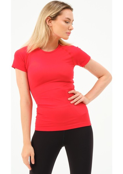 P-007899-KADIN Seamless (Dikişsiz) Yumuşak Dokulu Spor Kısa Kol T-Shirt-Kırmızı modelleri