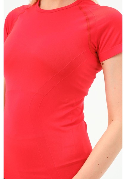 P-007899-KADIN Seamless (Dikişsiz) Yumuşak Dokulu Spor Kısa Kol T-Shirt-Kırmızı fırsatları
