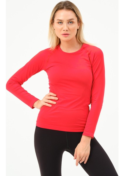 P-007900-KADIN Seamless (Dikişsiz) Yumuşak Dokulu Spor Uzun Kol T-Shirt-Kırmızı fiyatları