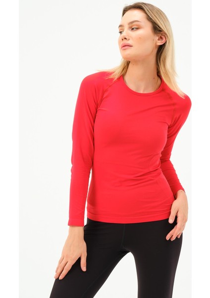 P-007900-KADIN Seamless (Dikişsiz) Yumuşak Dokulu Spor Uzun Kol T-Shirt-Kırmızı modelleri