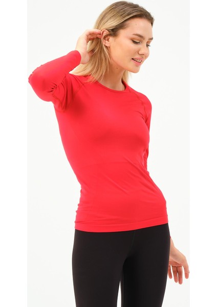 P-007900-KADIN Seamless (Dikişsiz) Yumuşak Dokulu Spor Uzun Kol T-Shirt-Kırmızı fırsatları