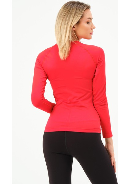 P-007900-KADIN Seamless (Dikişsiz) Yumuşak Dokulu Spor Uzun Kol T-Shirt-Kırmızı indirimleri
