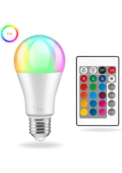 Renk Değiştiren LED Ampul - Dimmerli 9W Rgb - Uzaktan Kumandalı LED Ampul Renkli Ampül