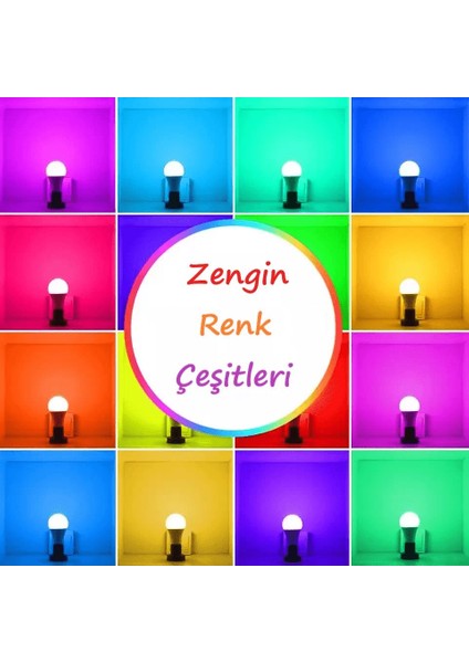 Renk Değiştiren LED Ampul - Dimmerli 9W Rgb - Uzaktan Kumandalı LED Ampul Renkli Ampül