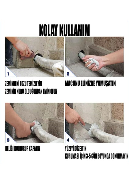 Klima Aspiratör Bacası Tesisat Duvar Delik Kapama Macunu Hamuru Boru Deliği Kapatma 110GR