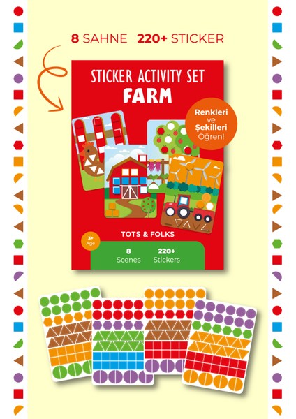 Farm Sticker Activity Set, Dikkat ve Konsantrasyon Artırıcı Çiftlik Sticker Aktivite Seti / 220+ Stickers