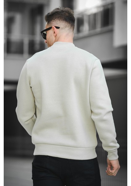 Strong Man Nakışlı Üç Iplik Şardonlu Yarım Balıkçı Yaka Erkek Sweatshirt