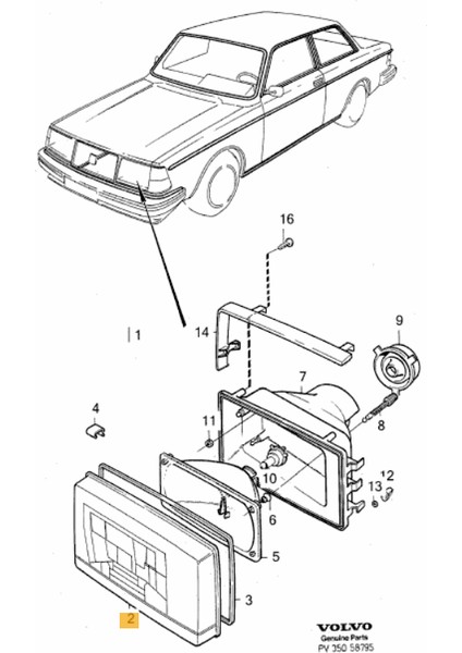 Volvo 240 260 Sol Far Camı 1981-1993