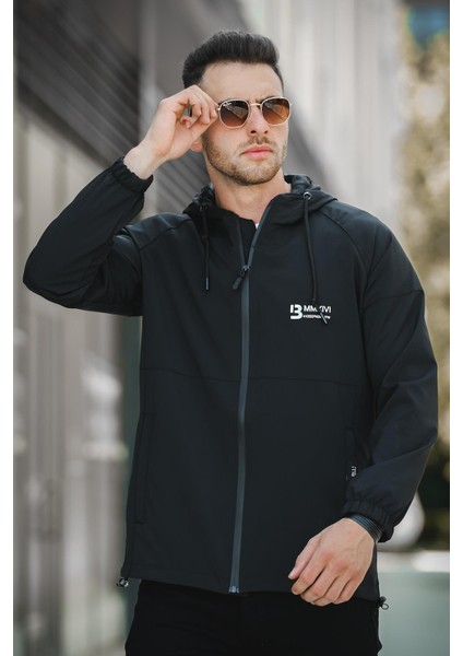 Mmx Baskılı Suya Dayanaklı Slim Fit Erkek Kapüşonlu Mevsimlik Mont Yağmurluk fiyatları