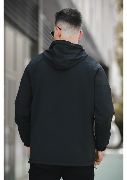 Mmx Baskılı Suya Dayanaklı Slim Fit Erkek Kapüşonlu Mevsimlik Mont Yağmurluk modelleri