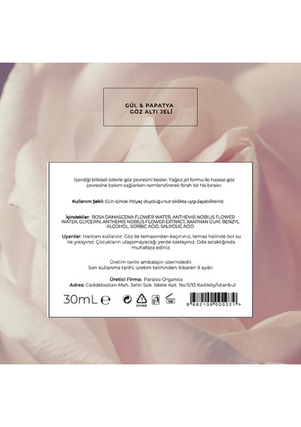 Gül & Papatya Göz Altı Jeli (Hydrating) 30 ml