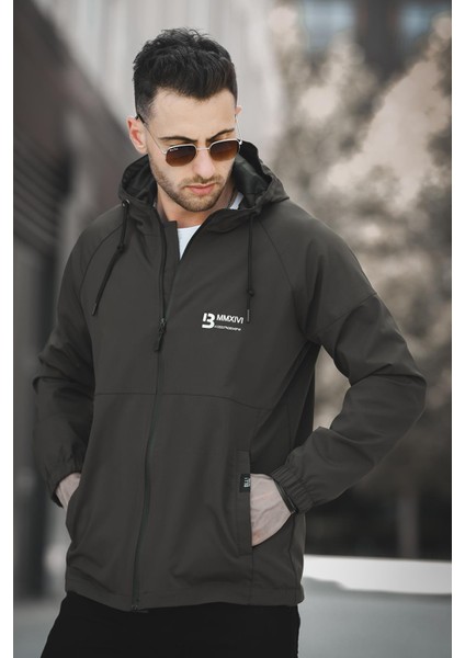 Mmx Baskılı Suya Dayanaklı Slim Fit Erkek Kapüşonlu Mevsimlik Mont Yağmurluk fiyatları