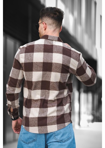 Vadim Slim Fit Pamuklu Ekoseli Çift Cep Erkek Oduncu Gömlek