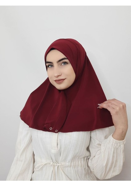 Cıtcıtlı Hazır Eşarp Şal Bone Hijap Bordo Renk