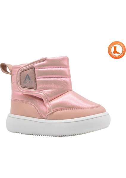 Maya Içi Peluş Kürklü Kız Bebek Bot Pudra Rengi