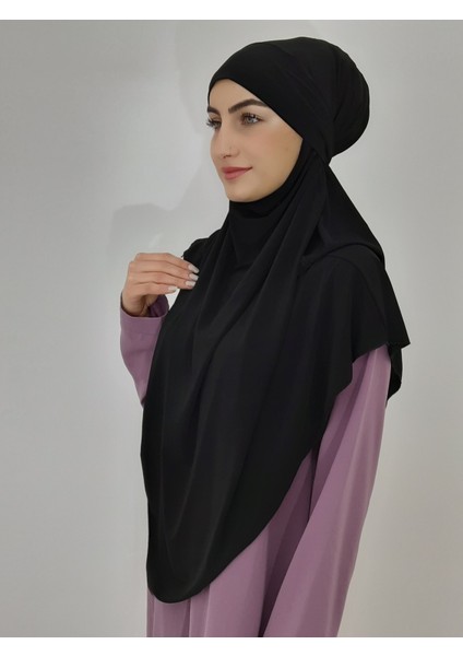 Hazır Sufle Baglamalı Pratık Esarp Khimar Siyah Renk
