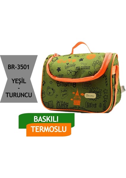Baskılı Beslenme Çantası Yeşil BR-3501