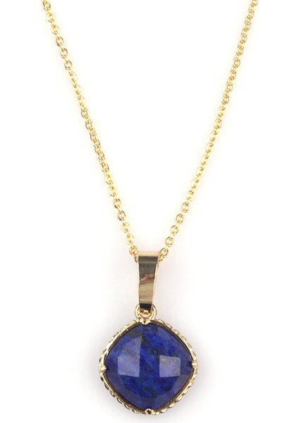 Lapis Lazuli Doğal Taş Gold Renkli Kolye