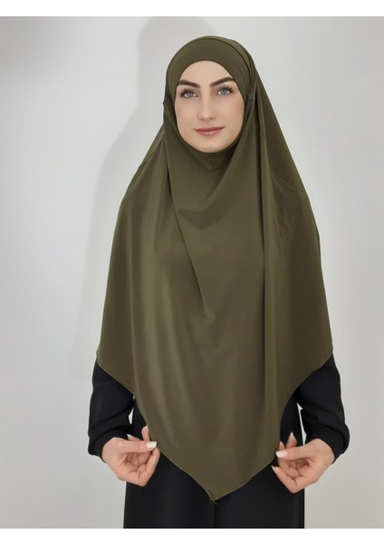 Hazır Sufle Baglamalı Pratık Peceli Büyük Esarp Khimar Haki Renk