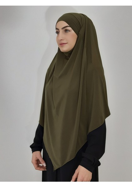Hazır Sufle Baglamalı Pratık Peceli Büyük Esarp Khimar Haki Renk
