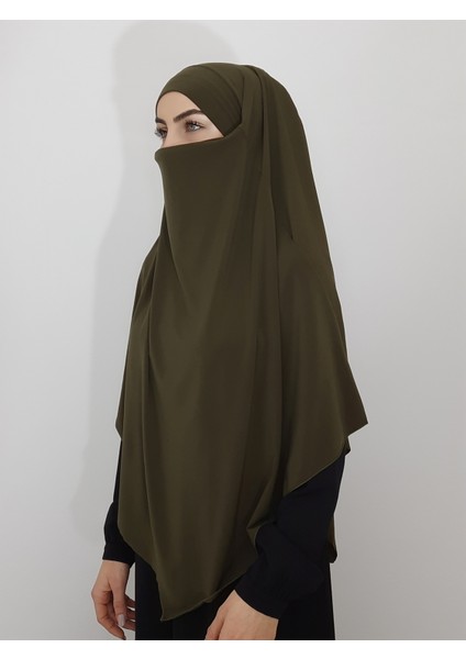 Hazır Sufle Baglamalı Pratık Peceli Büyük Esarp Khimar Haki Renk