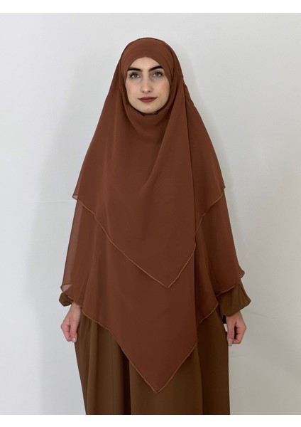 3katlı Multı Sifon Sufle Khimar Peceli Hazır Büyük Esarp Camel